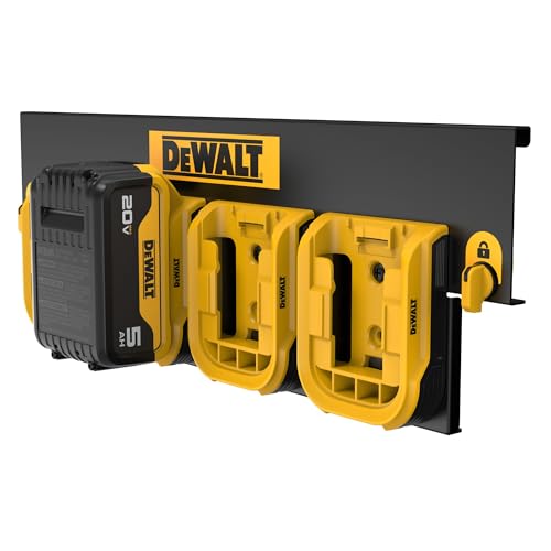 DEWALT Battery Organizer Holds up to 4 Batteries Mount Rail Workshop Storage System Compatible (DWST82819)