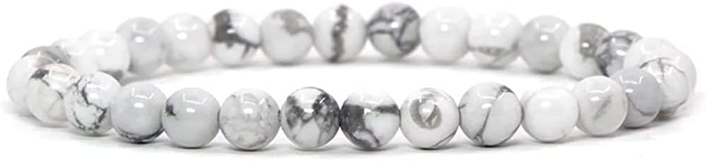 Angelstones Gem Semi Precious Gemstone 6mm Round Beads Stretch Bracelet 7" Unisex