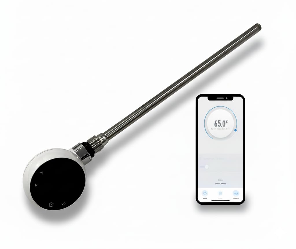 Greened House Wifi Electric Smart Heating Element for Towel Rails and Radiators with LED touchscreen Thermostat/Timer Energy Efficient (EU) (White, 400w)