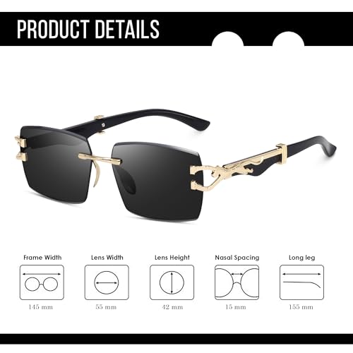 Image of Dervin UV Protected Rectangular Rimless Sunglasses for Men and Women