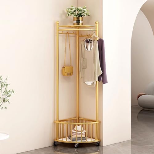 Portant à vêtements avec panier et roulettes pour penderie d'angle mobile