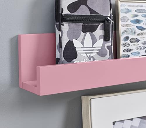 House & Homestyle Set of Pink Wall Shelves, Floating Painted Wood Effect Shelving, Wall Mounted Storage for Bedrooms, Bathrooms, Living Rooms or Home Office  Pink (60 x 8 cm)