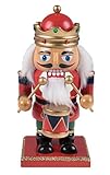 Traditional King Nutcracker by Clever Creations | Collectible Wooden Christmas Nutcracker | Festive Holiday Décor | Chubby Style | Red and Blue | Jeweled Crown | Holding Drum | 100% Wood | 7