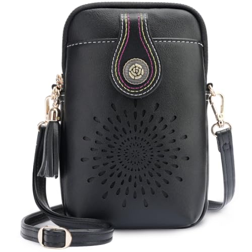 Image of APHISON Small Crossbody Bags for Women, Lightweight Vegan Leather Cell Phone Purse, Cute Purses with Tassels