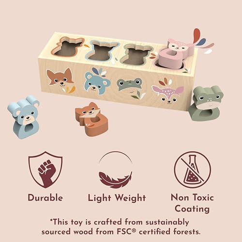 Image of SPEEDY MONKEY Wooden Animal Shape Box for Toddlers 12m+ Shape Sorter Toy | wooden animal shapes, shape sorter toys for toddlers, color recognition, cognitive play, fine motor skill, preschool learning