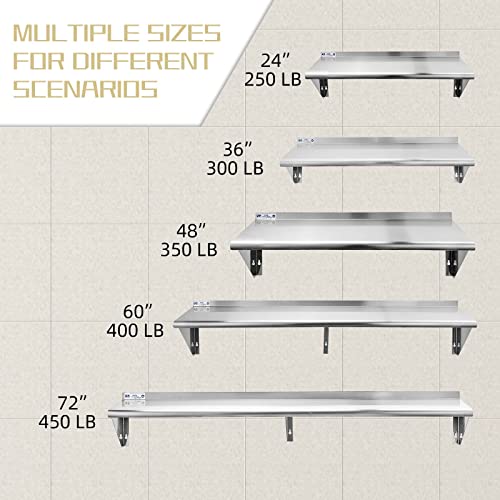 Hally Stainless Steel Shelf 14 X 24 Inches 250 Lb Commercial Wall Mount Floating Shelving For Restaurant, Kitchen, Home And Hotel #TOP6
