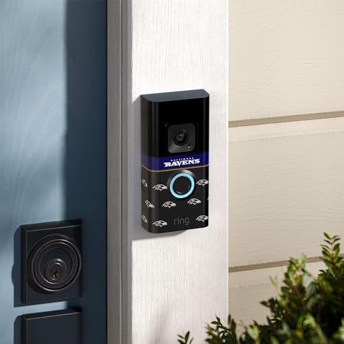 Image of All-New Limited Edition, Official NFL Faceplate for Ring Doorbells - Video Doorbell 3, Video Doorbell 3 Plus, Video Doorbell 4, Battery Doorbell Plus, and Battery Doorbell Pro | Baltimore Ravens