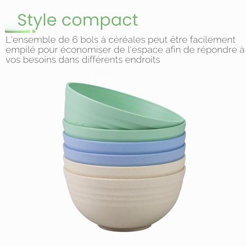 Orrdiffi Lot de 6 Bols Incassables, PP 750 ml / 24 oz – vue 7