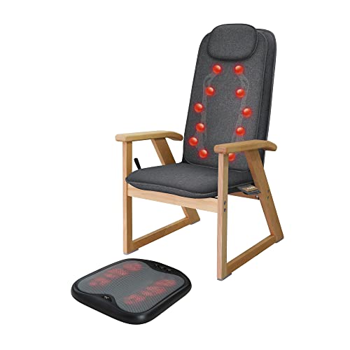 Snailax Shiatsu Foot Massager with Heat and Folding Massage Chair with Heat Bundle | Washable Cover Kneading Foot & Back Massager, Heated Foot Warmer and 3D/4D Shiatsu Full Back Massager with Heat