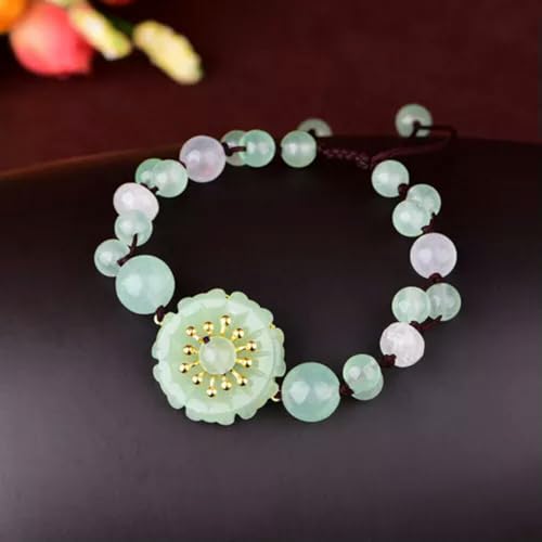 Bracelet fleurs de jade bijoux en argent 925 sculptés en calcédoine naturelle pour femme