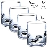 Halloween-Saftbecher-Set, 400 ml, Fledermaus-Thema, Cocktailgläser für Party, doppelte, altmodische Ikone, mundgeblasene Trinkbecher für Halloween-Partyzubehör und schönes Geschenk