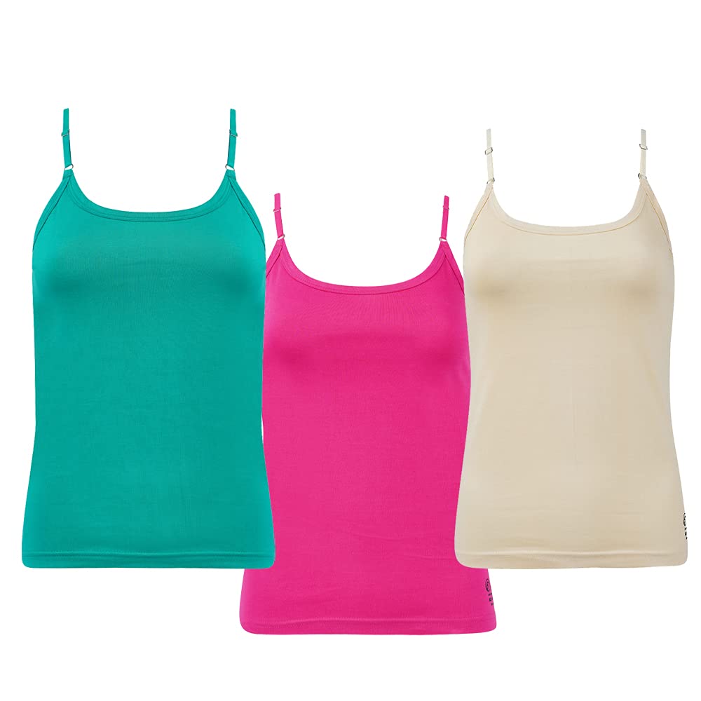 outflits Women's Ladies Cotton Adjustable Strap Innerwear Camisole Slip Combo 3 Pices Pack (LIC02F_3C)-picture-19