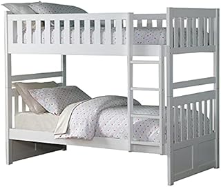 Lexicon Galen Transitional Wood Twin Over Twin Bunk Bed in White