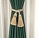 Fenghuangwu Curtain Tiebacks Handmade Decorative Curtain Holdbacks Rope with Tassel (Gold, 2P)
