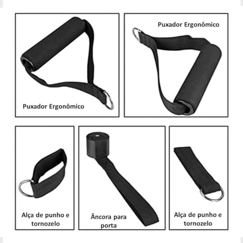 Kit 17 Itens Exercicio Fisico Completo, Conjunto Elástico Extensor Para Treino + Corda Pular + Faixa