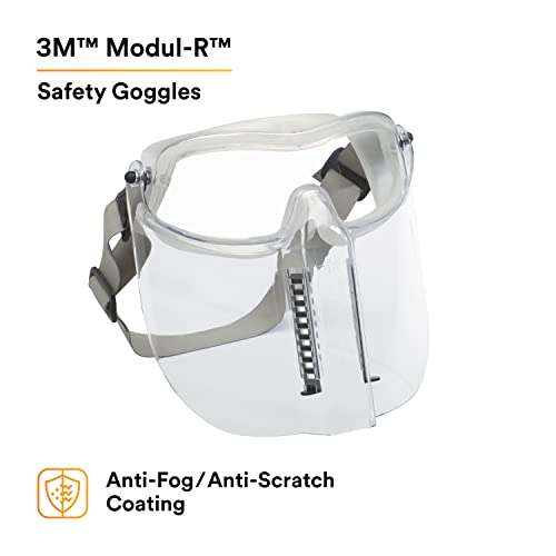 3M Modul-R Safety Goggle, 40658-00000-10 Clear Anti Fog Lens with Chin Protector (Pack of 1)