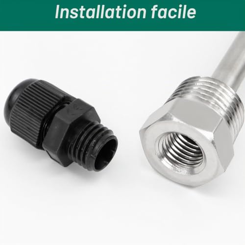 BEASAFY 2 Pièces Puits Thermométrique, Filetage G 1/2" Thermopocket, Manchons de Plongée en Acier Inoxydable 304, Tuyaux de Protection pour Sonde de Température (50mm) – vue 6