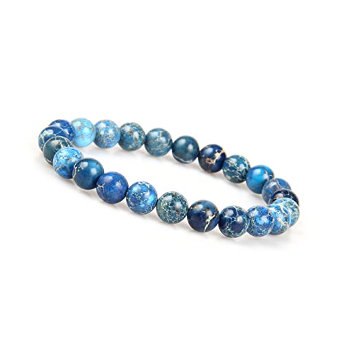 GOOD.designs Bracelet de perles de chakra en jaspe sédimentaire marin de 8 mm ou 10 mm, pierres...