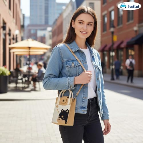 Image of FunBlast Crossbody Mobile Sling Bag for Women - Stylish Phone Pouch with Strap & Silicone Handle, Keychain, Coin, Cosmetics Purse, Cute Utility Bag for Girls & Women
