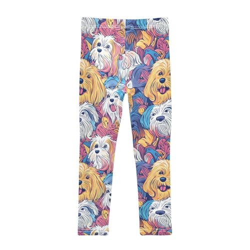 Colorful Dog Head Girls Casual Leggings for Kids Printed Long Pant Bottoms Stretch and Soft2