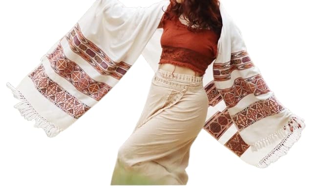 Women's Ethnic Printed Shawl, Bohemian Style, Tassel Edges, Lightweight, for Casual Wear and Travel-image-36