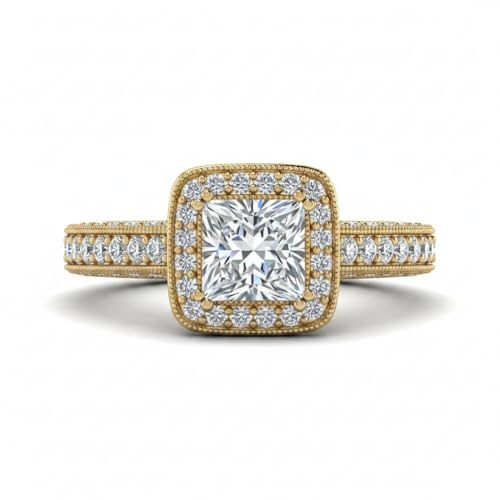 Anillo de diamantes antiguo en oro amarillo con piedra del zodíaco personalizada tallas 47 a 70
