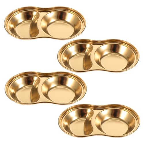 GATHINESS Platos para Mojar de Acero Inoxidable 4 Piezas Diseño de Doble Rejilla, Versátiles y Fáciles de Limpiar para Picnics y Barbacoas al Aire Libre