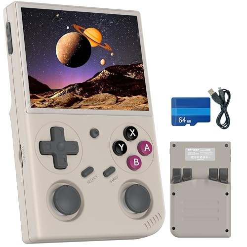 G350 Retro-Handheld-Spielkonsole 3 5-Zoll-IPS-Bildschirm 640 x 480 Linux-System mit vorinstallierter 64-GB-Karte 4371 Spiele Unterstützt HDMI- und TV-Ausgabe 3200-mAh Battery (G350-GRAY-NEW)