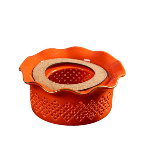XYUERU Calentador de Tetera de cerámica, Horno de luz con Bandeja for Velas, Calentadores Huecos, Estufa de té, Calentador de Agua for té, café, Base, Utensilios de té for teteras.(Orange)