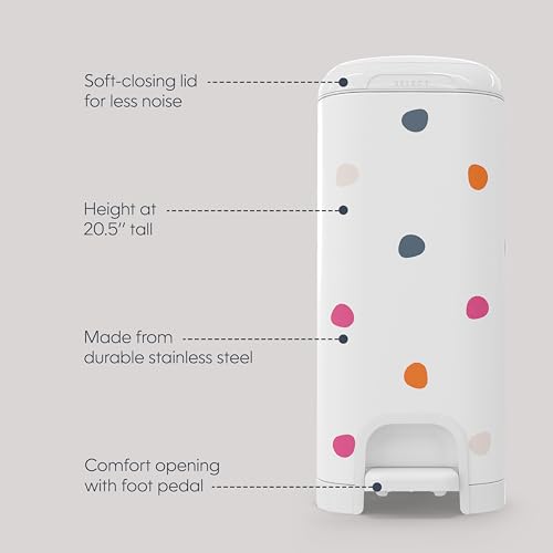 Diaper Genie Select Pail (Multi-Color Polka Dot) Is Made Of Durable Stainless Steel And Includes 1 Starter Square Refill That Can Hold Up To 165 Newborn-Sized Diapers. thumb #4