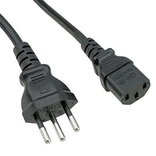 ACP1023 Swiss 3 Prong SEV1011 Plug to IEC C13 6 Foot (1.83 Meters) 10A Power Cord with Swiss ESTI certifications. Suitable for use as a Swiss PC Computer, Monitor, or Printer Power Cord.