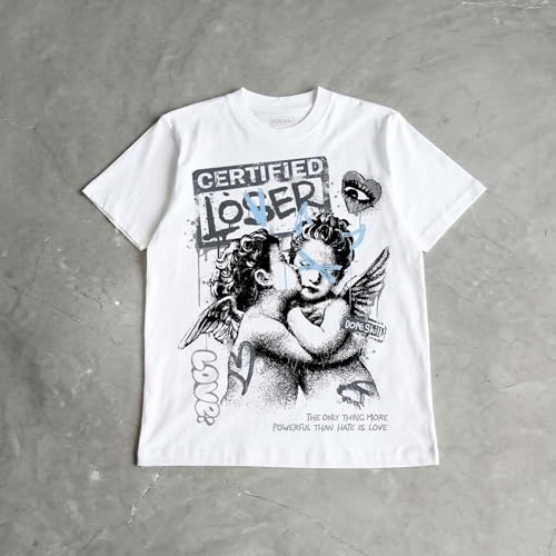 Image of DopeSkill Graphic Tee Streetwear Hip Hop Hypebeast Street Style Crew Neck Unisex T-Shirt Sneaker Colour Matching Shirts Angel