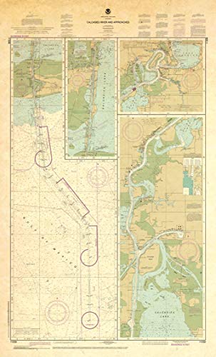 Paradise Cay Publications Antiqued NOAA Chart 11339: Calcasieu River and Approaches