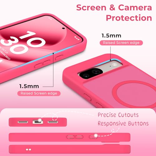 Coque Google Pixel 8 antichoc rose rouge mate compatible MagSafe contre chutes et rayures