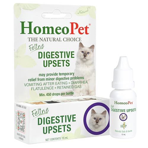 HomeoPet Feline Digestive Upsets, Safe and Natural Cat Digestive Support, 15 Milliliters