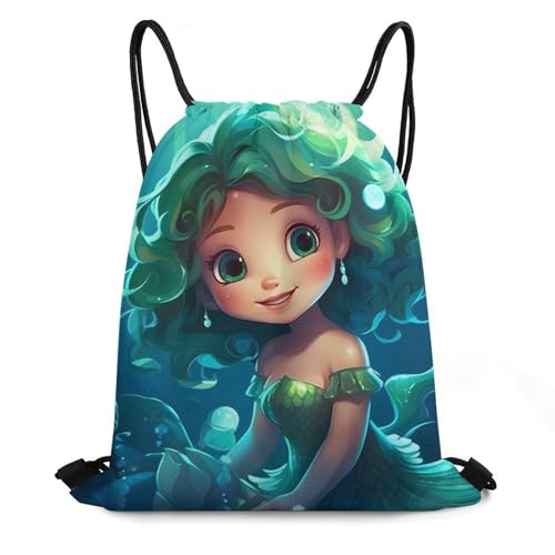 Mermaid Drawstring Backpack Durable Sport Gym Bags Daypack for Men Women 35 * 42cm
