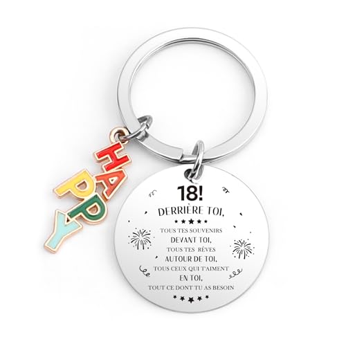 Cadeau 18 Ans d'anniversaire Fille & Garcon -Personnalisé 18 Ans Anniversaire pour Femme et Homme - Originale Ans pour Fille, Fils, Amie,Sœur, Frère ou Ami,Porte-clés
