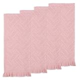 JOHOKAKITI Boho Bathroom Decor Hand Towel 4 Pack 100% Turkish Cotton 14 x 30 Inch Boho Kitchen Hand Towel Guest Tea Gift (Pink)