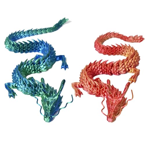 3D Printed Dragon Action Figure - 28.5CM Flexible Joints Model for Car Interior and Christmas Birthday Gifts Decoration