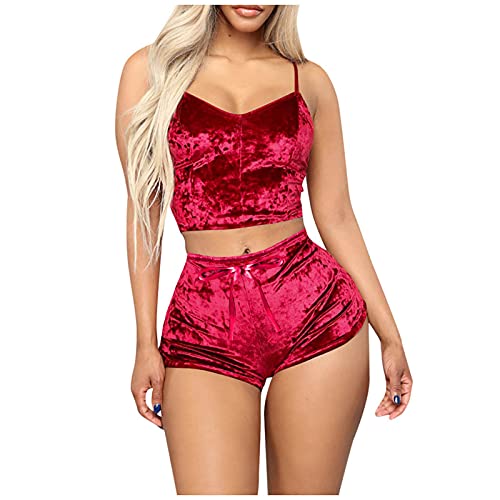 Body en Latex Noir Manches Longues 2 Romper Sexy Top Shorts Crop Camisole + Pieces Sleeveless Tenue Velvet Women Suits & Sets Pyjama en Soie pour Fille Cover