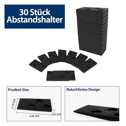 AUMAYCO Laminatboden Kit, 33 Stück Laminat Verlegeset, Vinyl Verlegeset Werkzeug mit 30 Laminatboden-Abstandshalter, Doppelseitiger Gummihammer, Robuster Schlagklotz & Zugeisen für Laminatböden