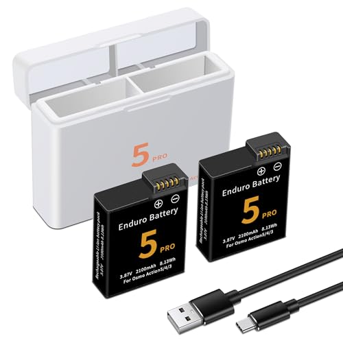 2-Pack for Osmo 360/Osmo Action 5 Pro/4/3 Battery Charger Kit and Dual-Channel Fast Charger Hub, Compatible for DJI OSMO Action 5 Pro, Osmo Action 4, Osmo Action 3 Camera, with USB-C Charger Cable