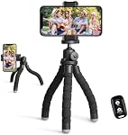 UBeesize Phone Tripod, Portable and Flexible Tripod with Wireless Remote and Universal Clip, Compatible with All Cell Phones/Cameras, Cell Phone Tripod Stand for Video Recording (Black)