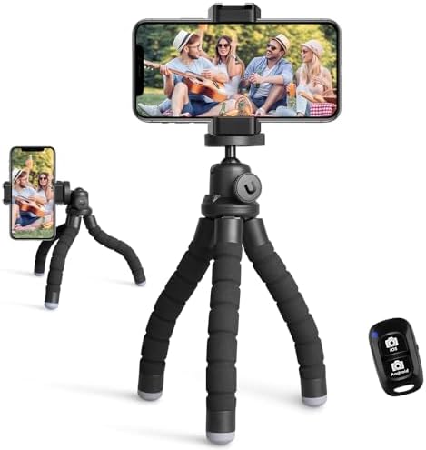 UBeesize Phone Tripod,Portable and Flexible Tripod with Wireless Remote and Universal Clip, Compatible with iPhone/Android/Camera GoPro,iPhone Tripod for Live Streaming Tiktok YouTube Video Recording