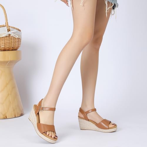 Image of Comfortable Women's Platform Espadrille Sandals Dressy Wedge Shoes Summer