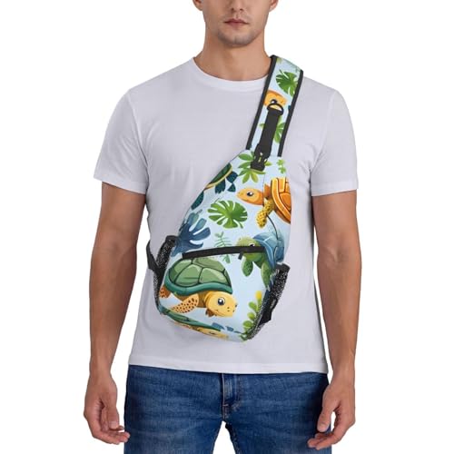 Cute Turtle Leaf Pattern Sling Bag para Mujer y Hombre miniatura 7
