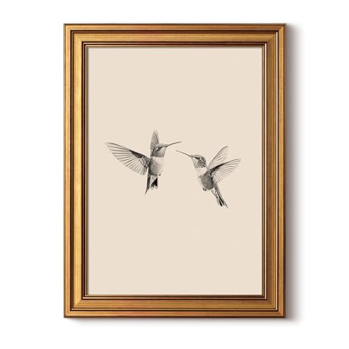InSimSea Gold Framed Canvas Prints Wall Art, Vintage Birds Decor,