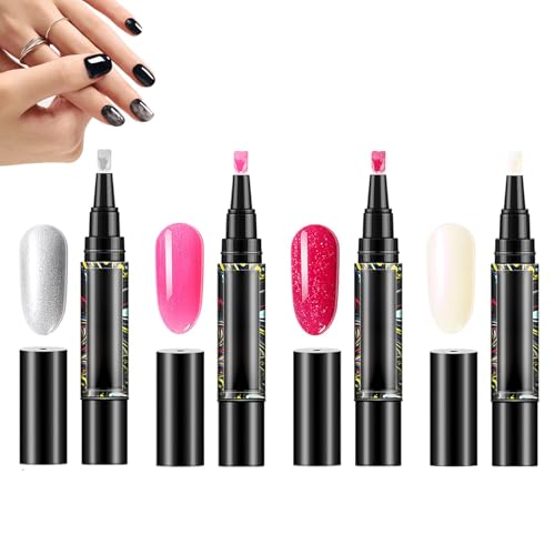 4 Piezas Polishey Esmalte De Uñas Bolígrafos, Gel Art Esmalte De Uñas Set, Esmalte De Uñas De Gel De Secado Rápido, Lápiz De Esmalte De Uñas Portátil Para Mujeres Niñas
