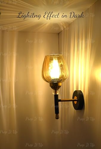 Image of Prop It Up Vintage Wall Light for Hall, Glass Bell Shade wall lamp for Home, Golden Antique Finish, LED Compatible, 60W E27 Base,Bulb not Included