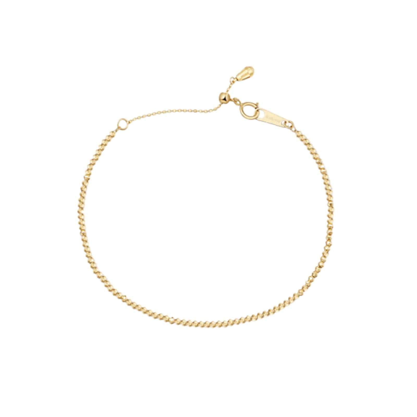 Bracciale Donnatti Oro 9 K / 14 K / 18 K 750, Catena a Perline da 1,8 MM, Regolabile 16 CM + 5 CM, Bracciali Catena Donna Oro
